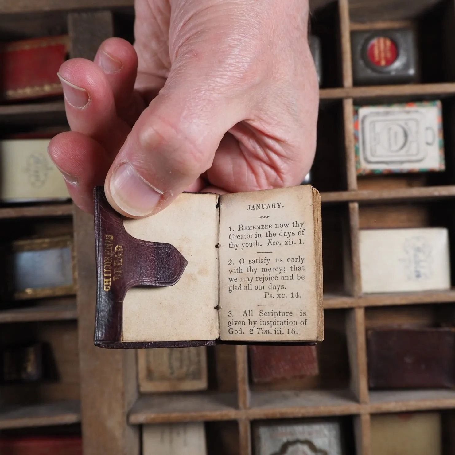 Children's Bread. Or Daily Texts for the Young. >>SCARCE CHILDRENS MINIATURE BOOK IN WALLET STYLE BINDING<< Publication Date: 1858 CONDITION: VERY GOOD