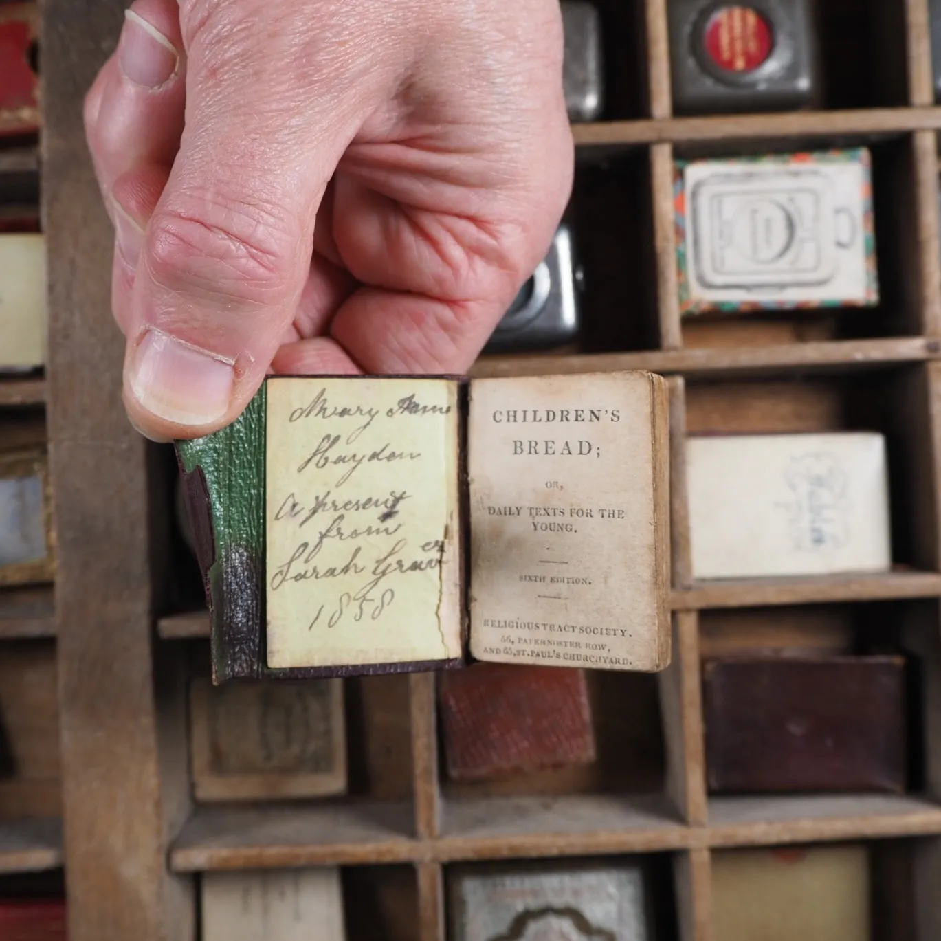 Children's Bread. Or Daily Texts for the Young. >>SCARCE CHILDRENS MINIATURE BOOK IN WALLET STYLE BINDING<< Publication Date: 1858 CONDITION: VERY GOOD