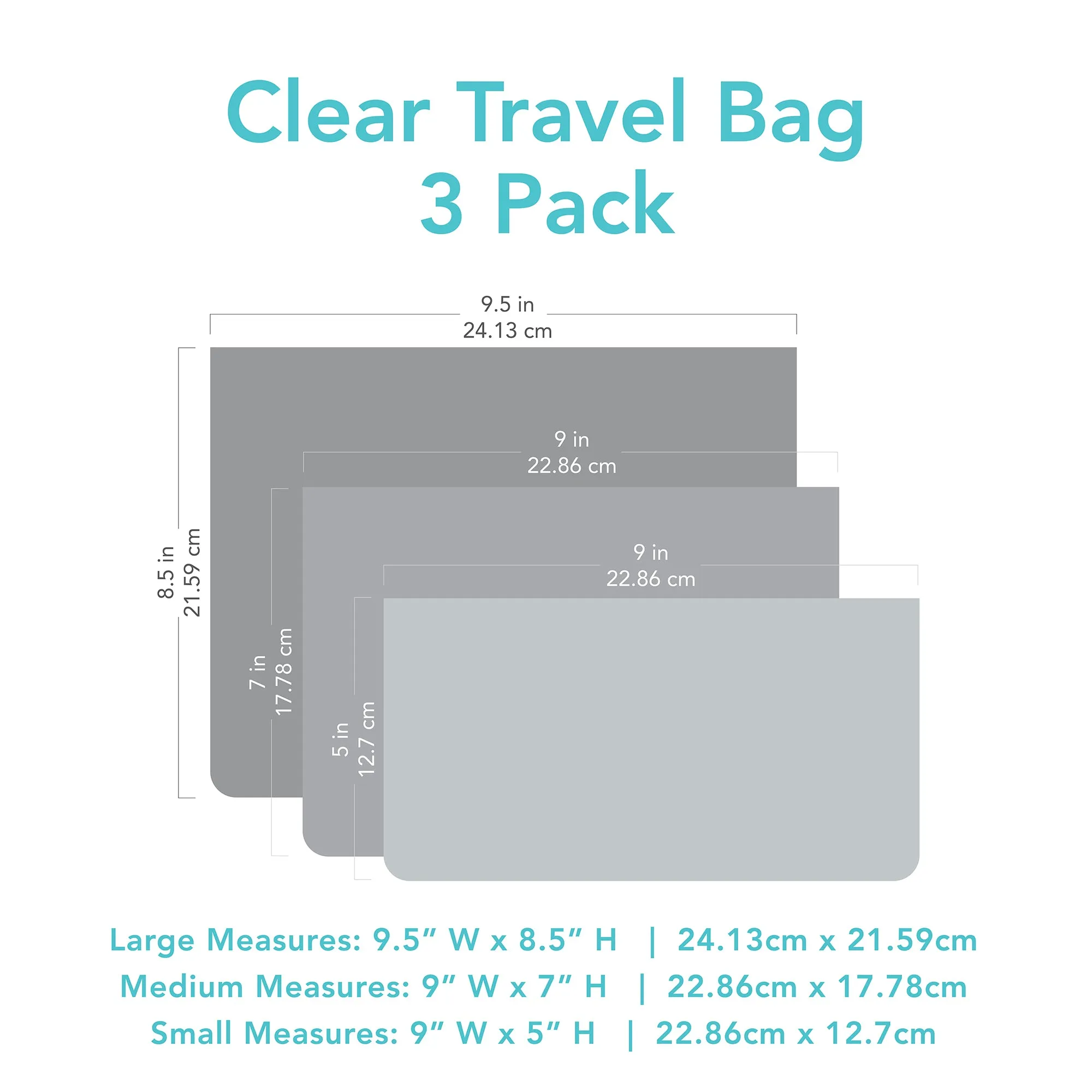 Clear Travel Bag 3-Pack: Watercolor