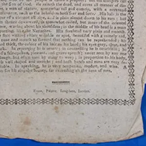 Copy of a Letter written by our Blessed Lord and Saviour JESUS CHRIST, And found eighteen miles from Iconium, fifty three years after our Blessed Saviour's Crucifixion. Publication Date: 1795 Condition: Good