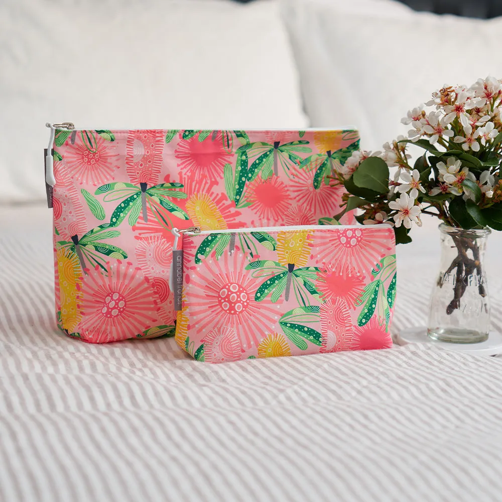 Cosmetic Bag - Cotton - Large - Pink Banksia