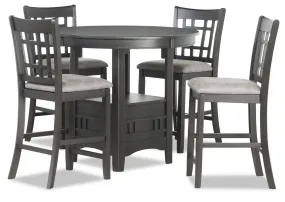 Coventry 5-Piece Counter-Height Extendable Dining Table Set - Grey-Brown