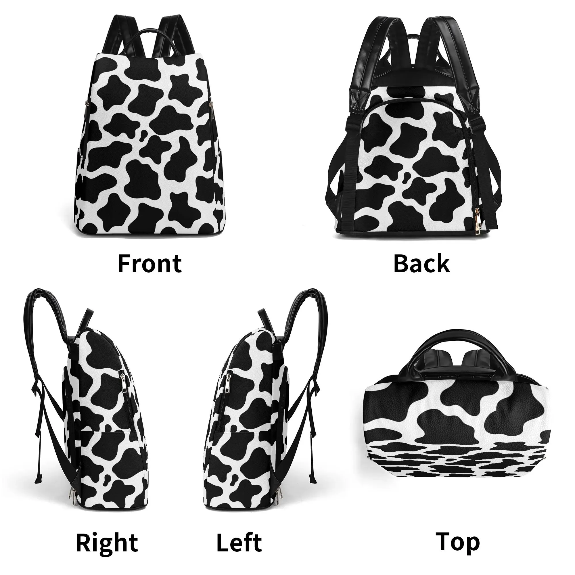 Cow Print Bag Cow Pattern Travel Bag New Travel PU Daypack Anti-theft Backpack