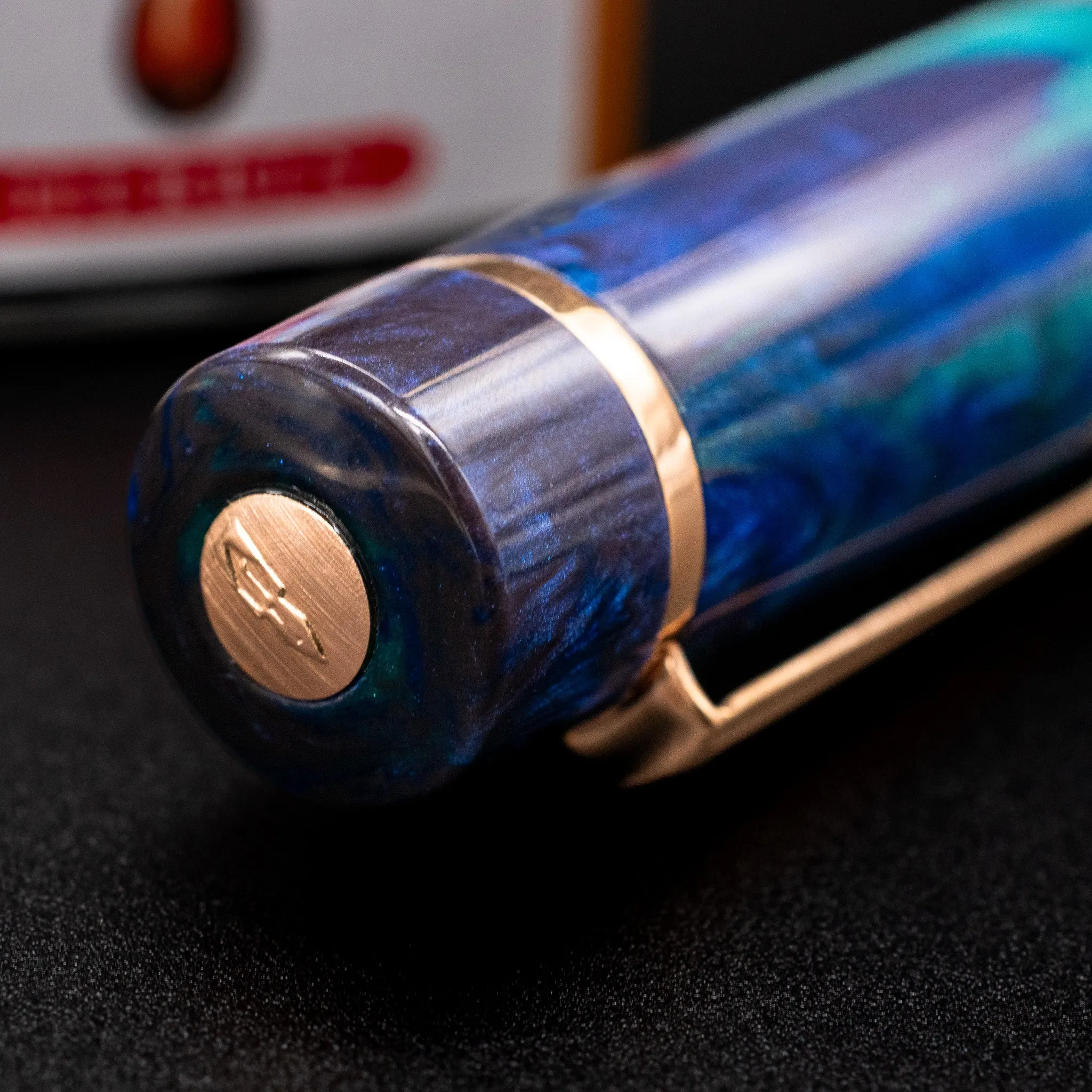 Delta DV Original Oversize Fountain Pen - Riviera Blue & Rose Gold