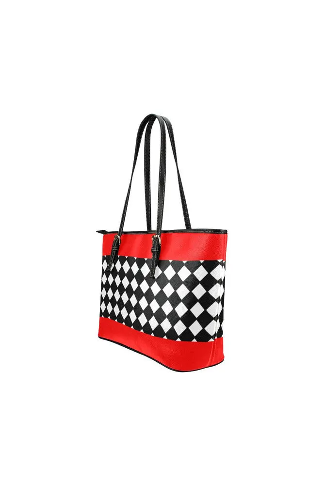 diamond red accented  Leather Tote Bag/Small