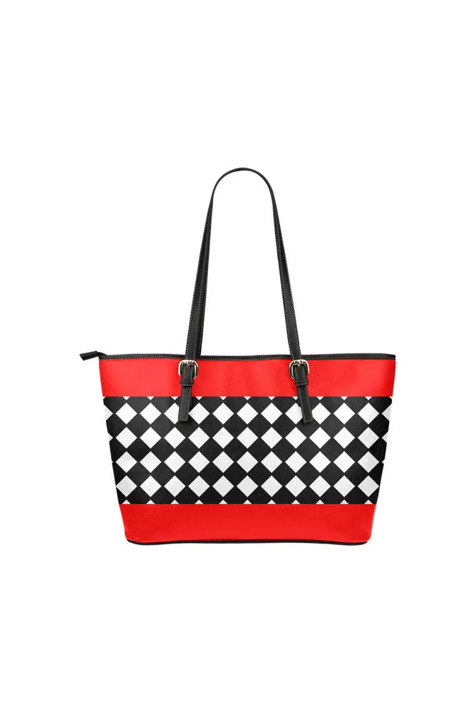 diamond red accented  Leather Tote Bag/Small