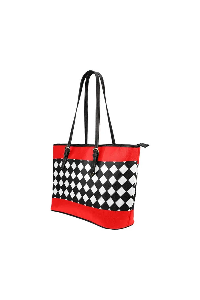 diamond red accented  Leather Tote Bag/Small