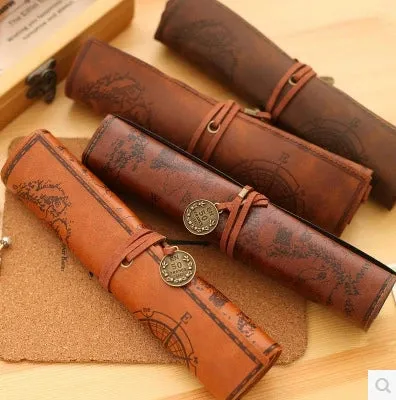 Discover the Charm of Adventure: The Vintage Treasure Map Pen Roll Bag