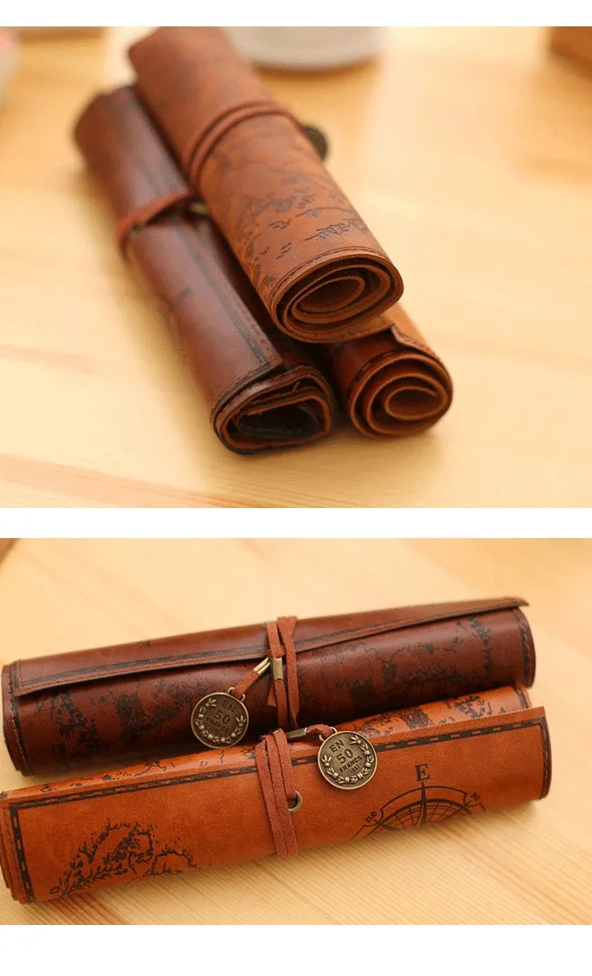 Discover the Charm of Adventure: The Vintage Treasure Map Pen Roll Bag