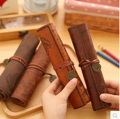 Discover the Charm of Adventure: The Vintage Treasure Map Pen Roll Bag