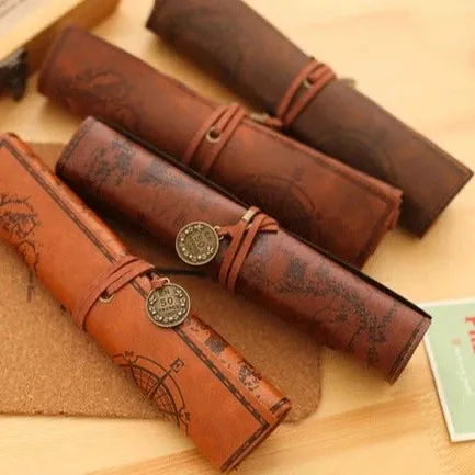 Discover the Charm of Adventure: The Vintage Treasure Map Pen Roll Bag