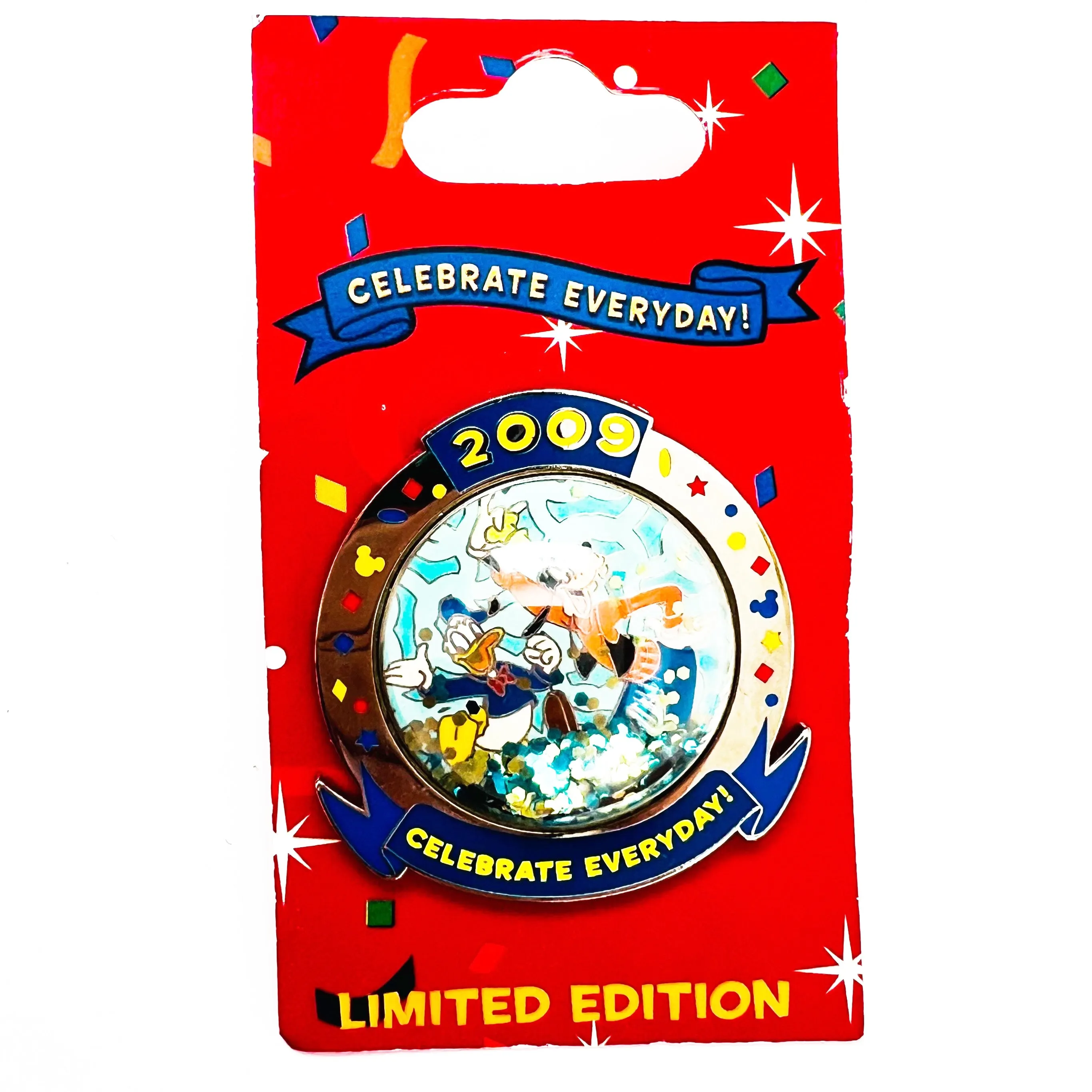 Disney Goofy & Donald Confetti Globe Celebrate Everyday 2009 LE of 2000 Pin