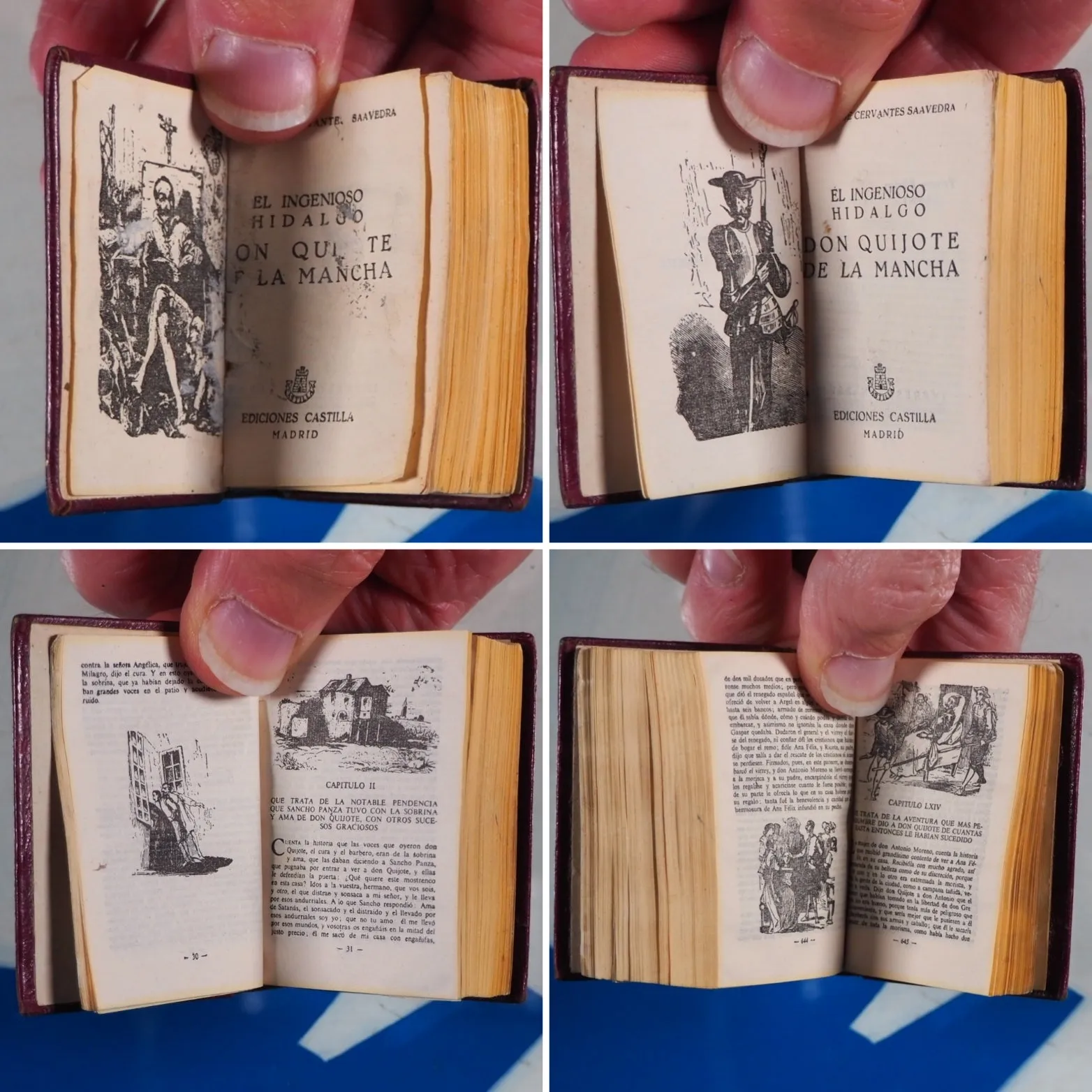 El Ingenioso Hidalgo Don Quijote de la Mancha >>MINIATURE BOOKS IN SLIPCASE<< Cervantes Saavedra, Miguel de [1547-1616]. Publication Date: 1952 Condition: Very Good