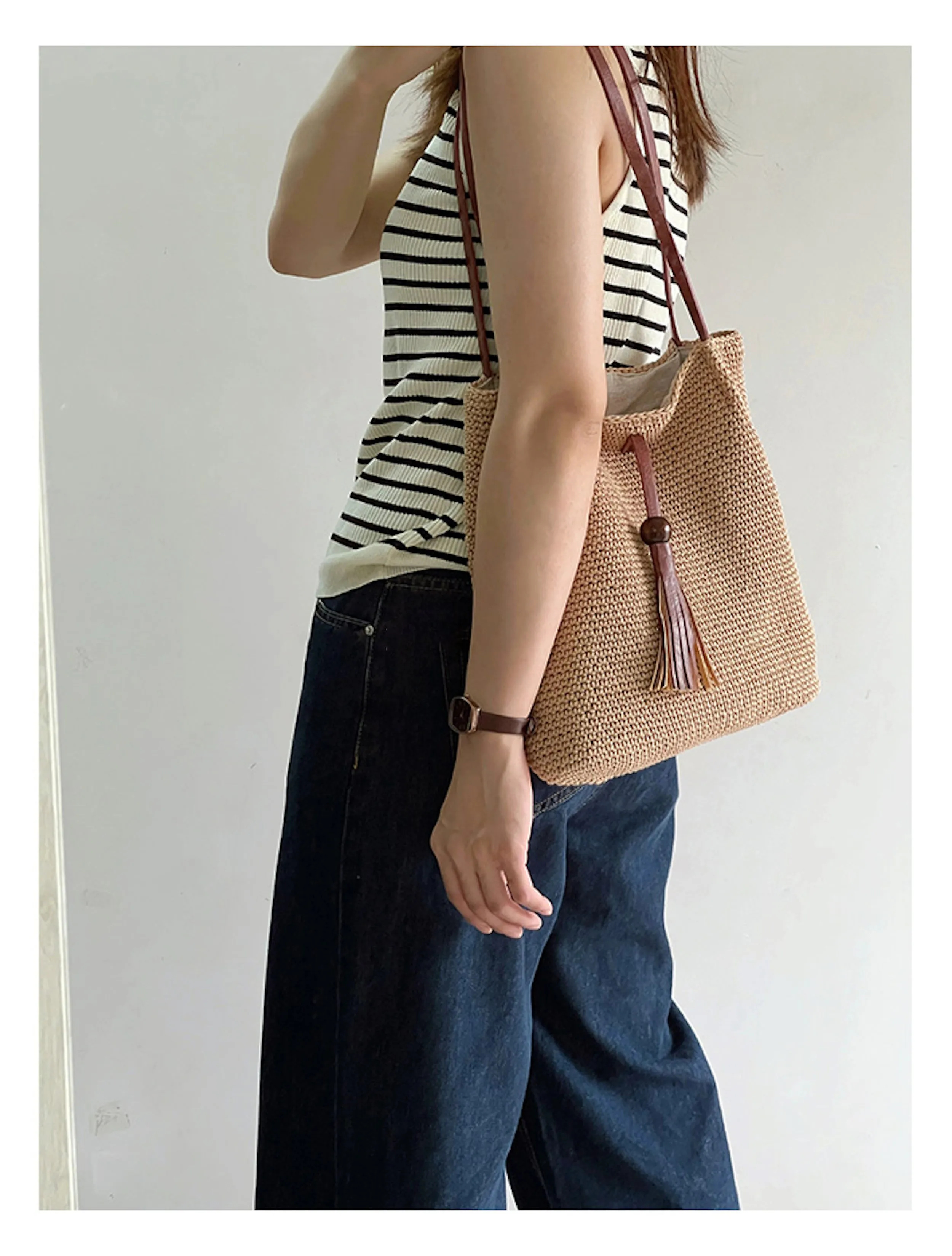 Elena Handbags Handmade Retro Woven Shoulder Bag