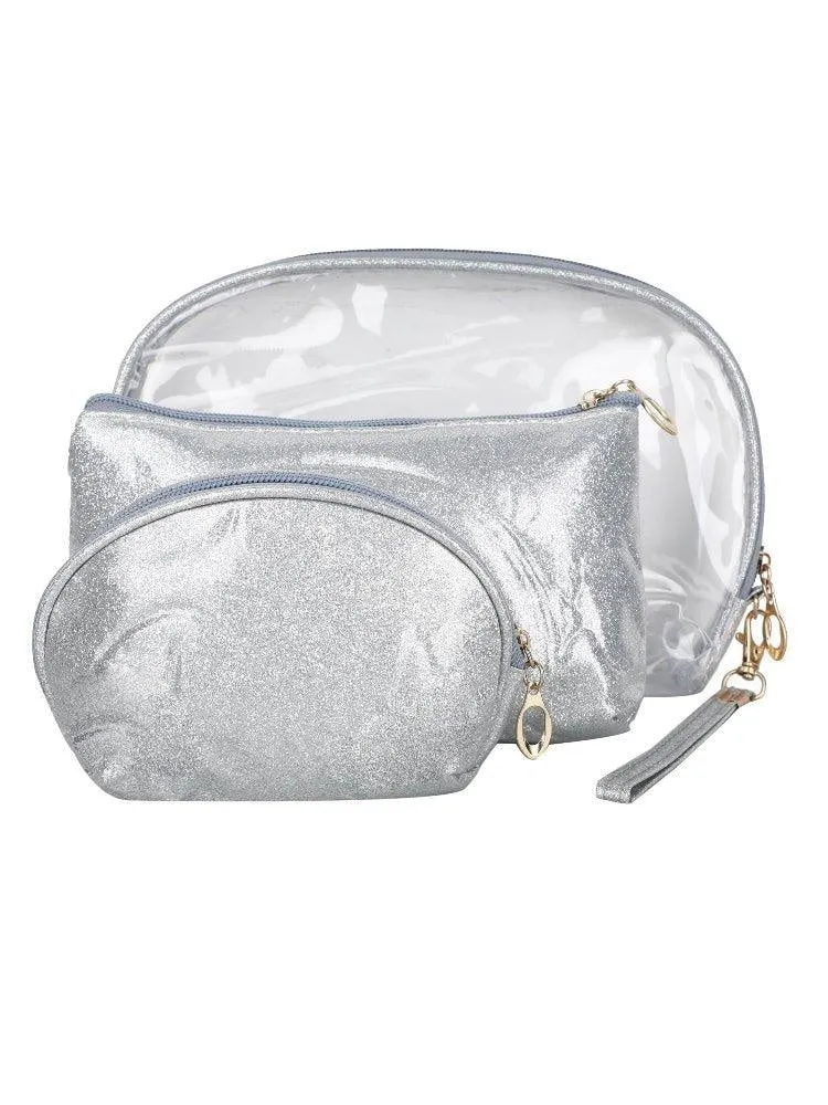 FabSeasons Crown Silver Combo of 3 Handy Toiletry, Cosmetic,Travel Pouch