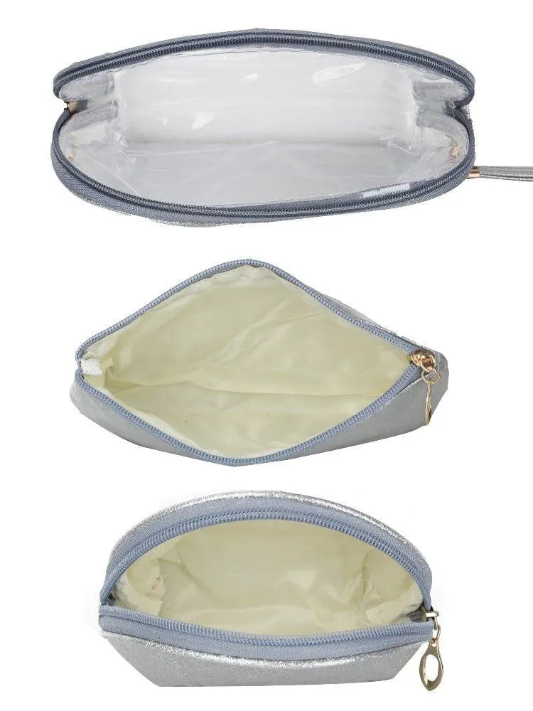 FabSeasons Crown Silver Combo of 3 Handy Toiletry, Cosmetic,Travel Pouch