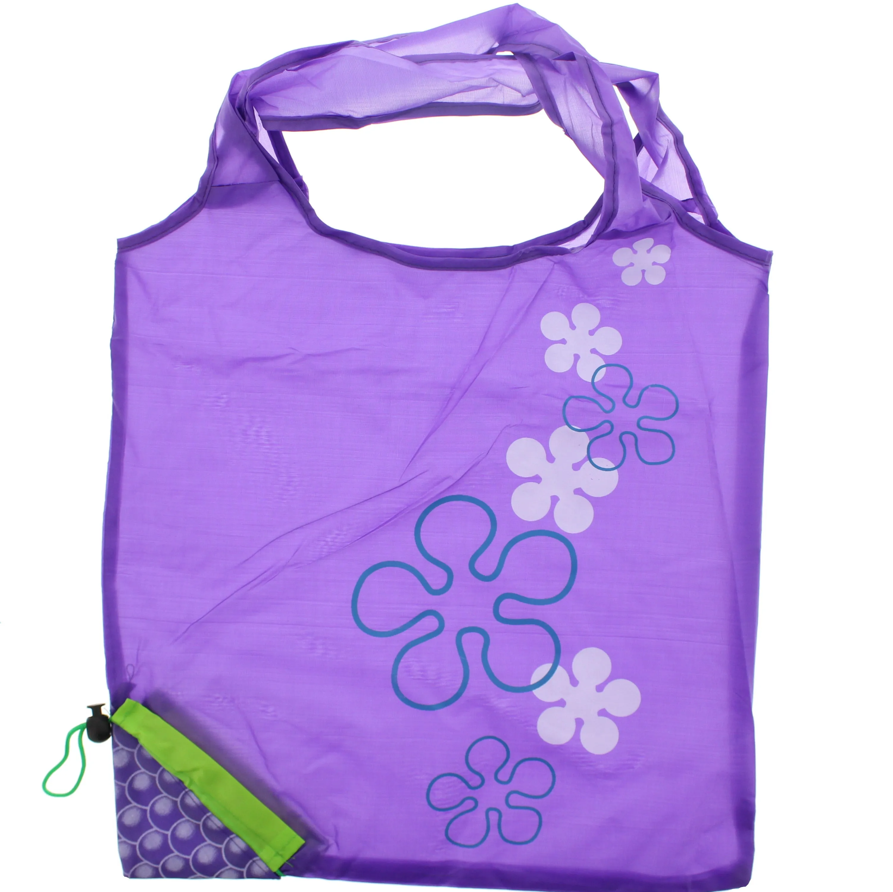 Floral Print Themed Shopping Bag in a Draw String Grape Themed Pouch