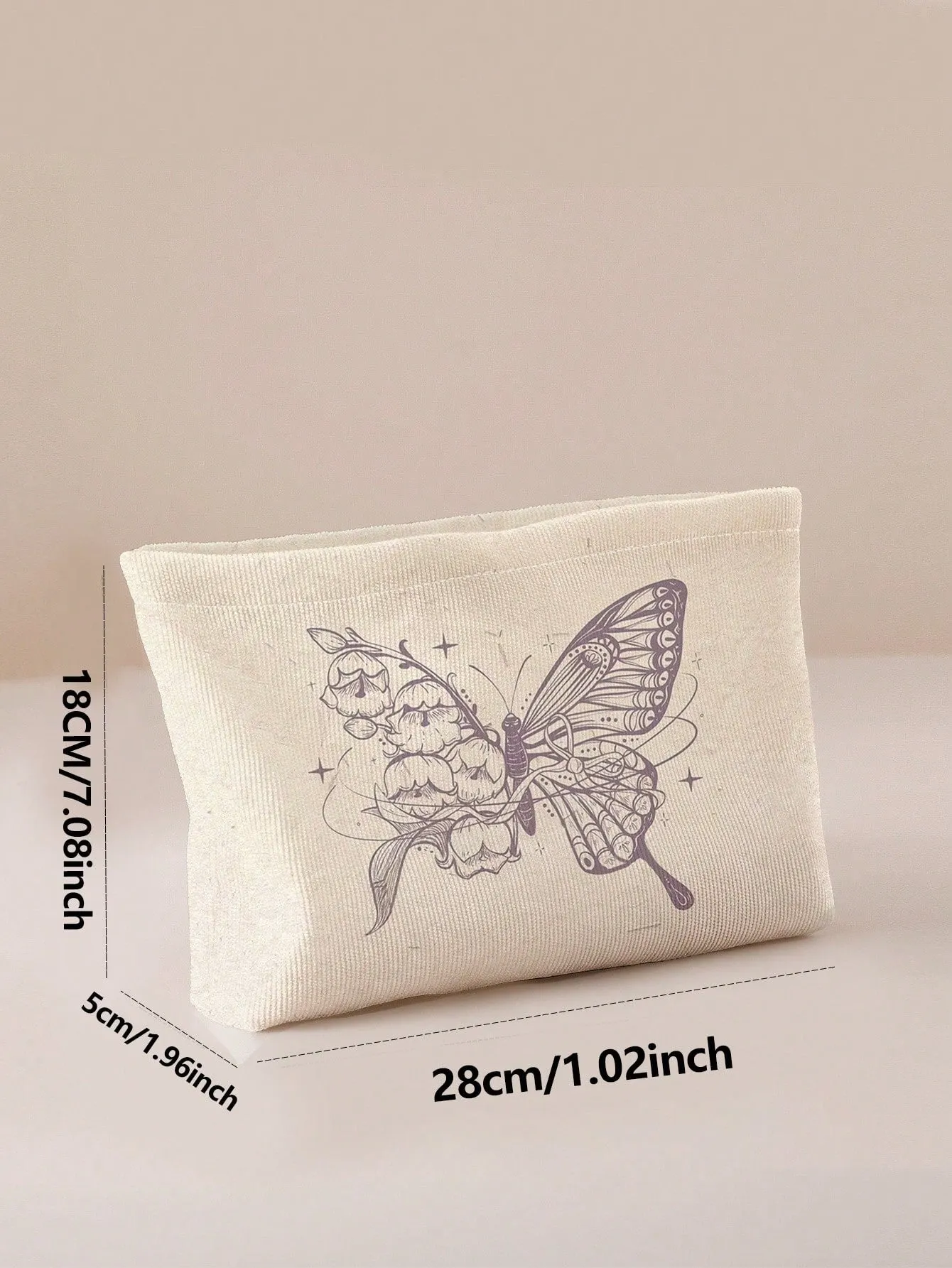 Flower Half Butterfly Pattern Makeup Bag Cosmetic Organizer Toiletries Bag