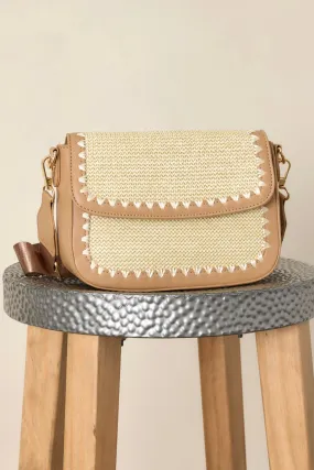 Golden Horizon Natural Woven Tan Handbag