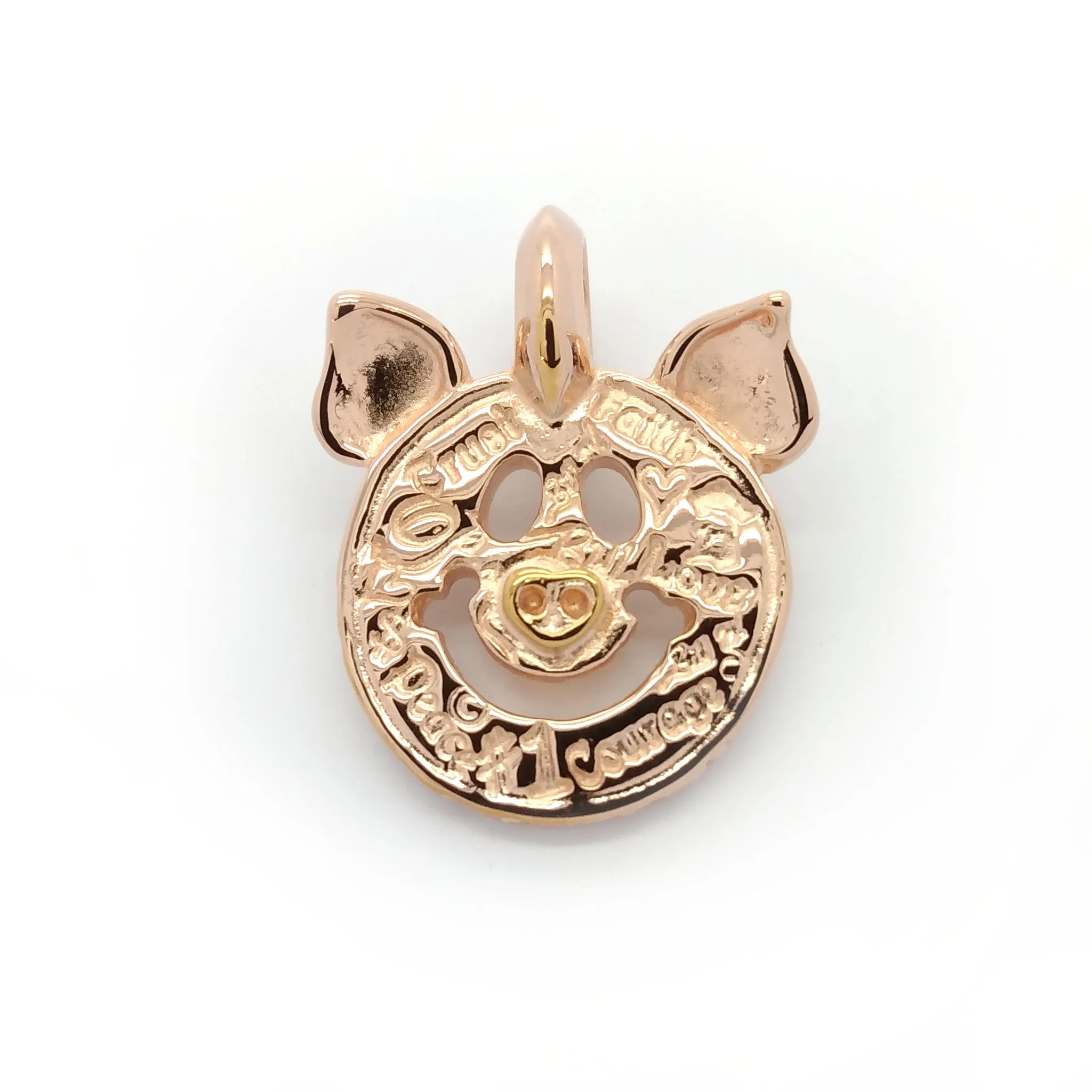 Graffiti Happy Face Charm with Pig Ears 18k Rose Gold Plated