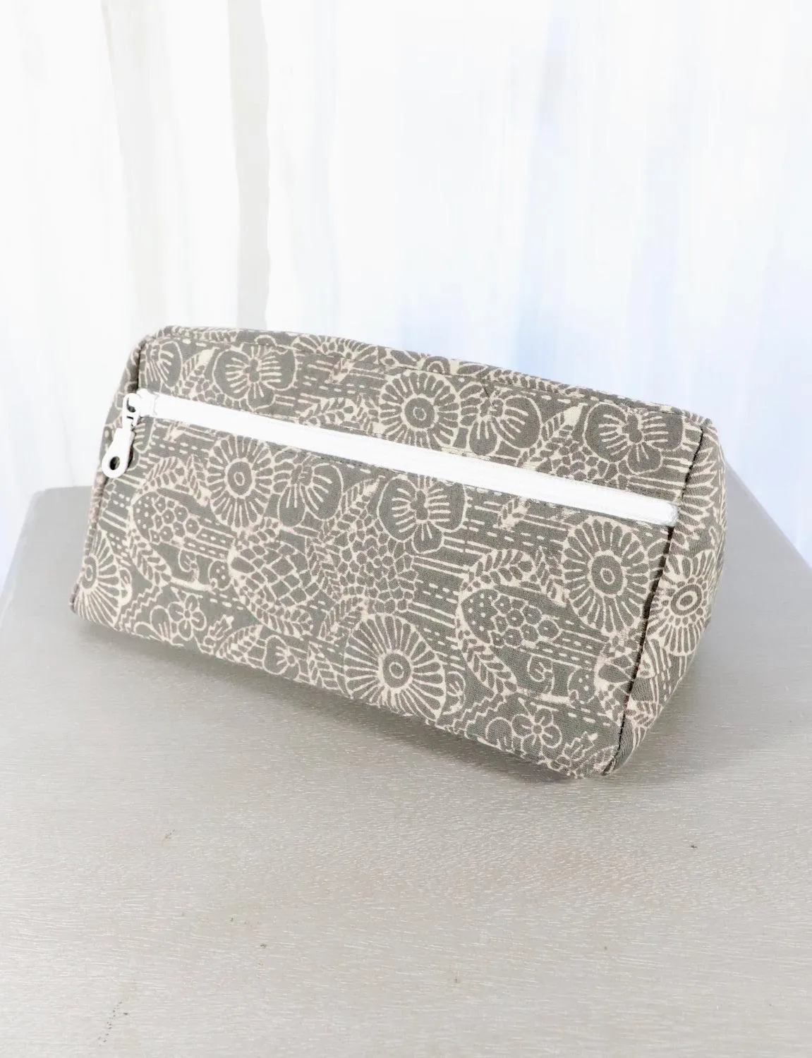 Grey Toiletry Bag- Triangles or Floral