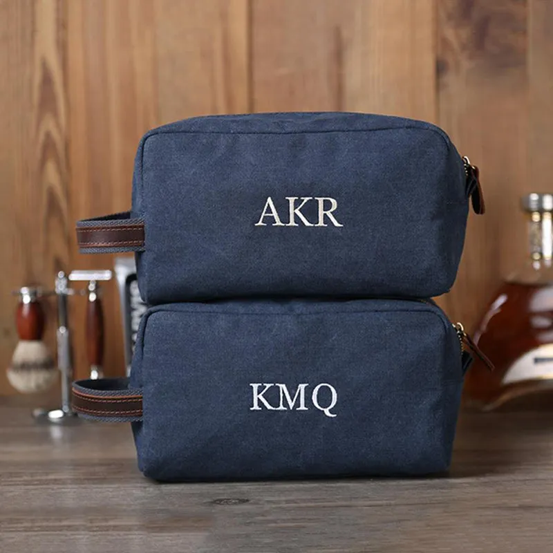 Groomsmen Gifts Personalized Toiletry Bag Monogrammed Dopp Kit Embroidery Shaving Kit Washed Canvas Travel Case DB99