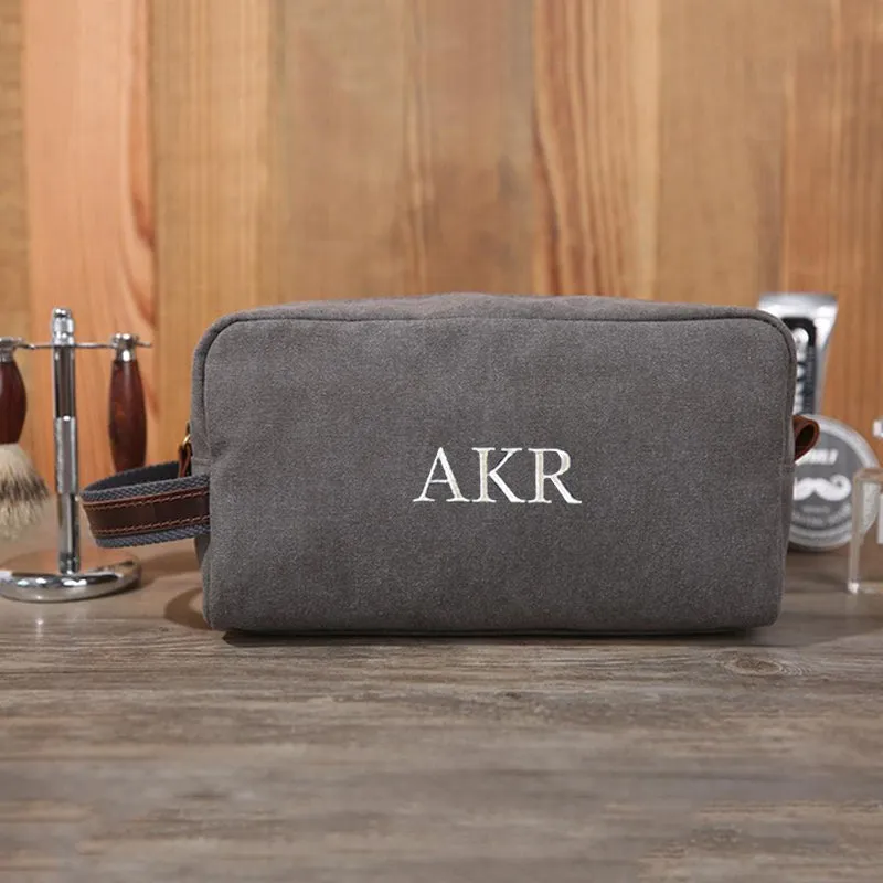 Groomsmen Gifts Personalized Toiletry Bag Monogrammed Dopp Kit Embroidery Shaving Kit Washed Canvas Travel Case DB99