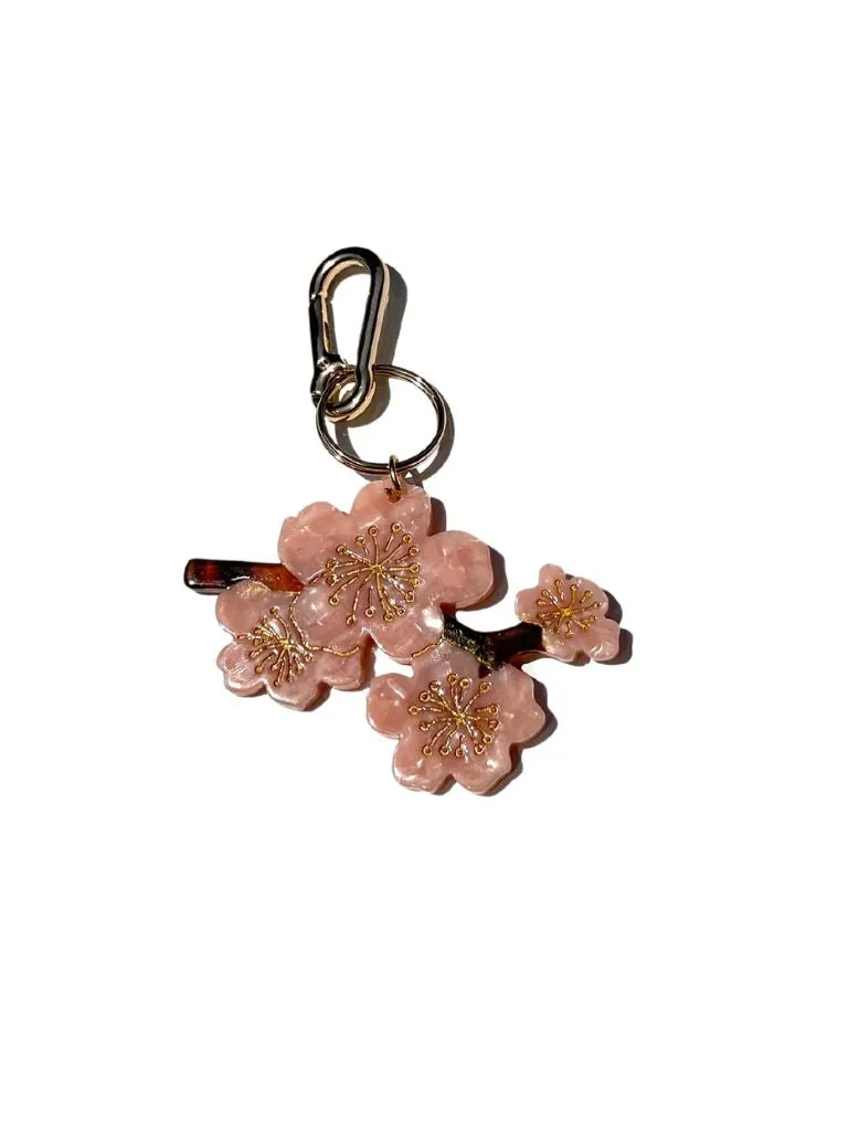 Hand-painted Cherry Blossom Bag Charm   Keychain | Eco-Friendly