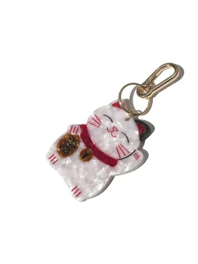 Hand-painted Lucky Cat Bag Charm   Keychain | Eco-Friendly