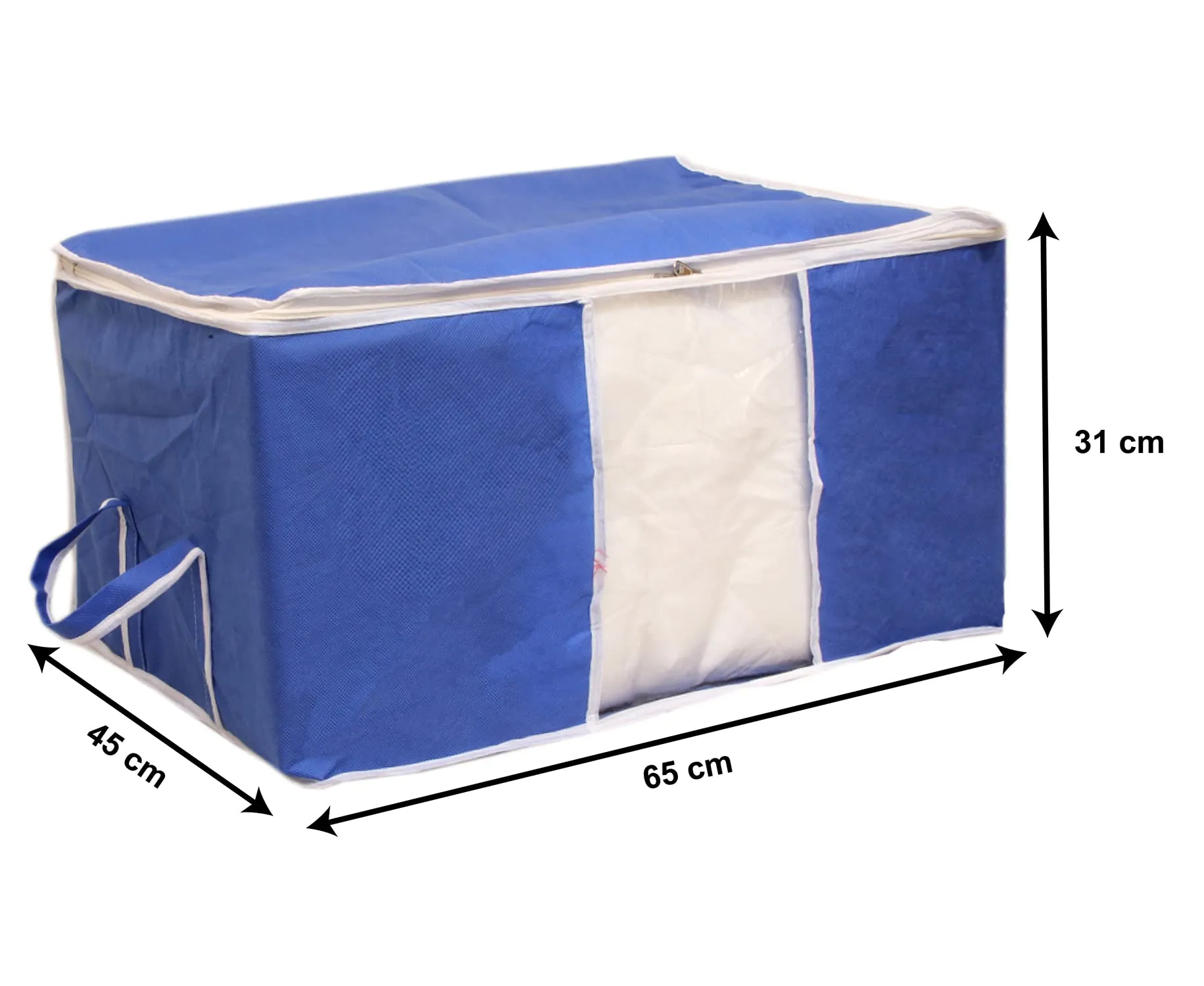 Heart Home Non Woven Underbed Storage Bag With Transparent Window- Pack of 2 (Blue)-HS43HEARTH26720