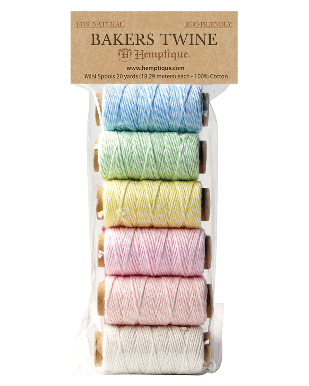 Hemptique Cotton Bakers Twine 2 Ply 6 Mini Spool Bag Set