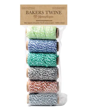 Hemptique Cotton Bakers Twine 2 Ply 6 Mini Spool Bag Set