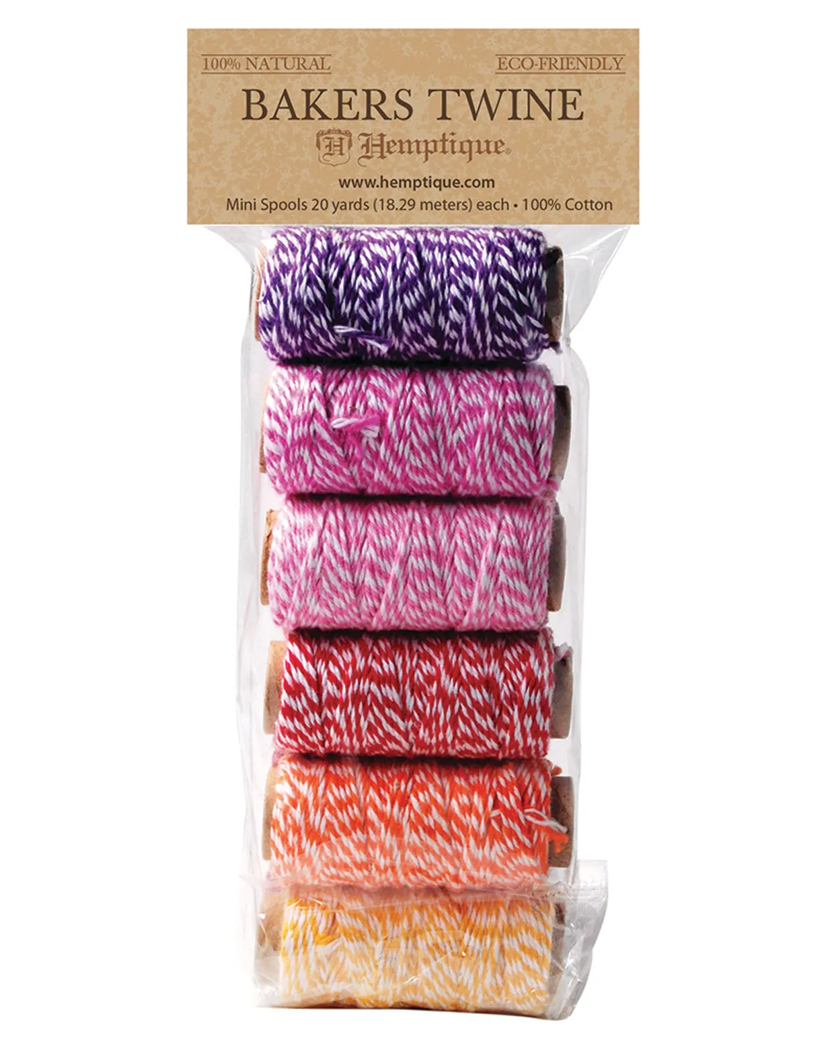 Hemptique Cotton Bakers Twine 2 Ply 6 Mini Spool Bag Set