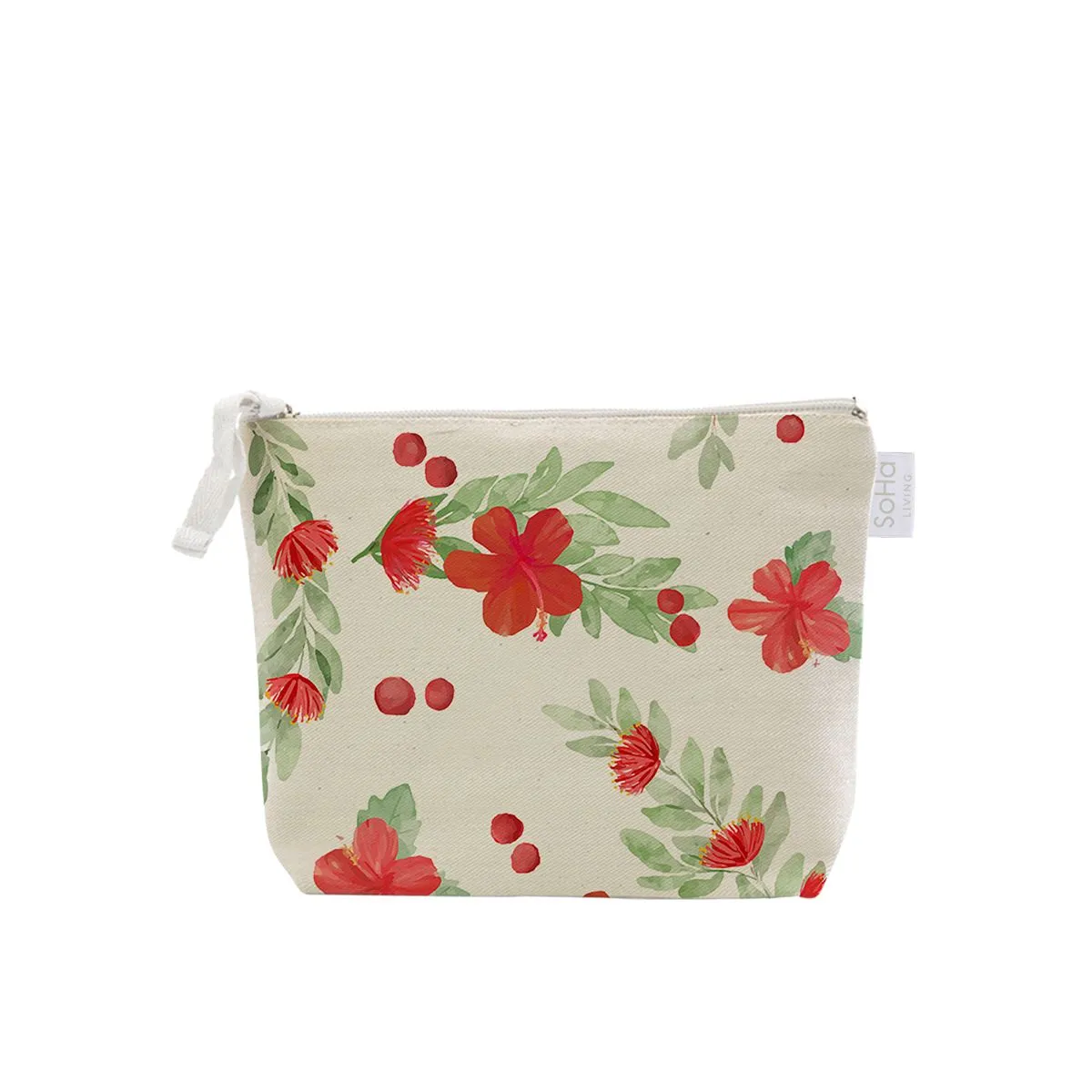 Hibiscus Pattern Cosmetic Bag, Small