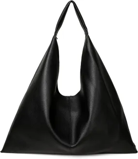 Hobo Style Black Triangle Vegan Leather Handbag