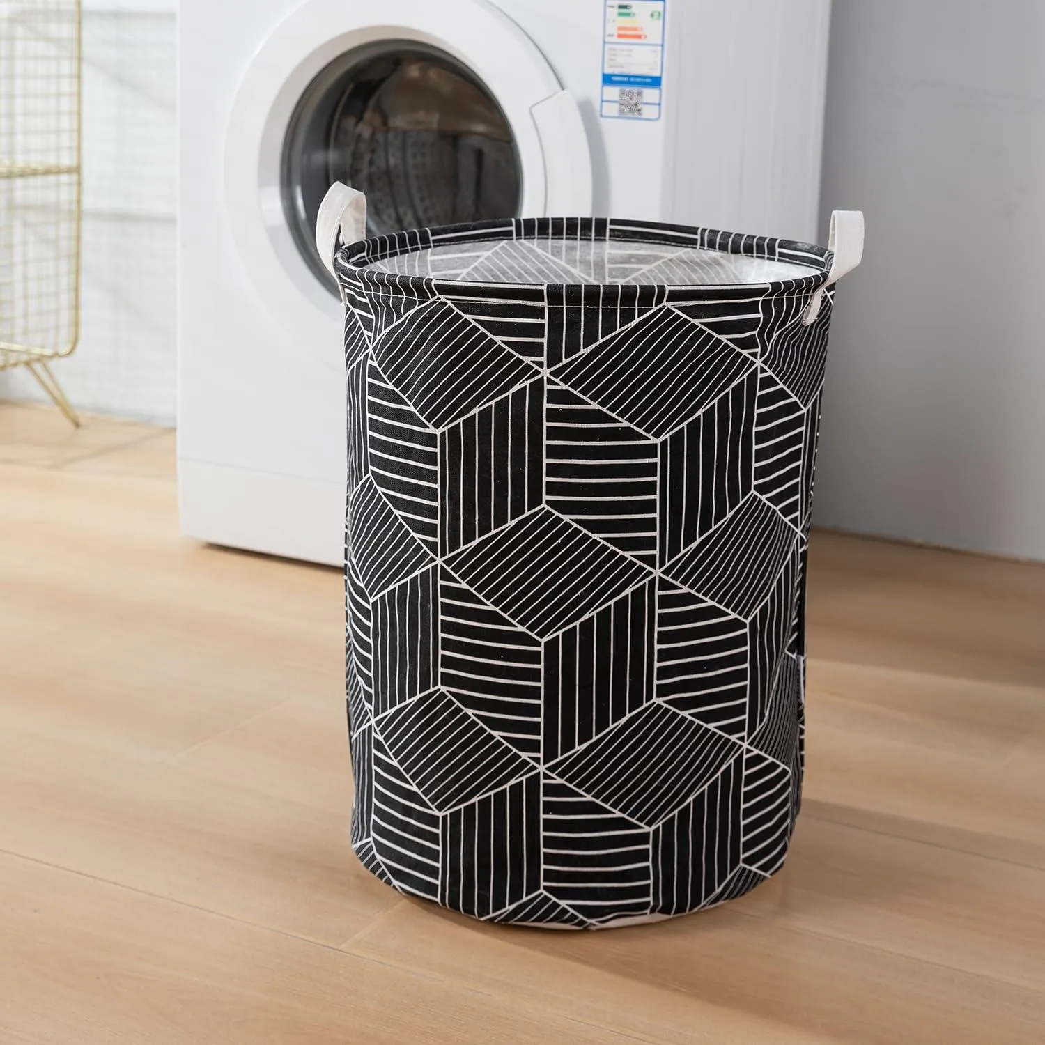 HOKIPO Folding Laundry Basket for Clothes - Large 43 LTR , Black