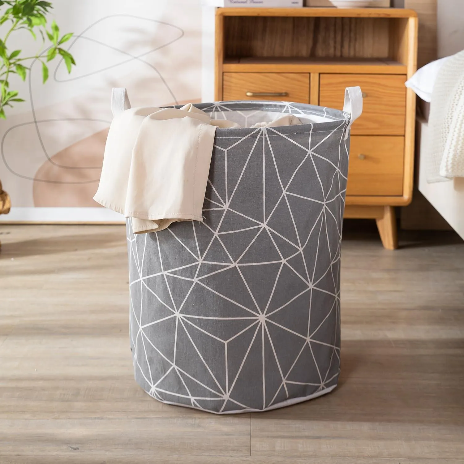 HOKIPO Folding Laundry Basket for Clothes - Large 43 LTR, Grey