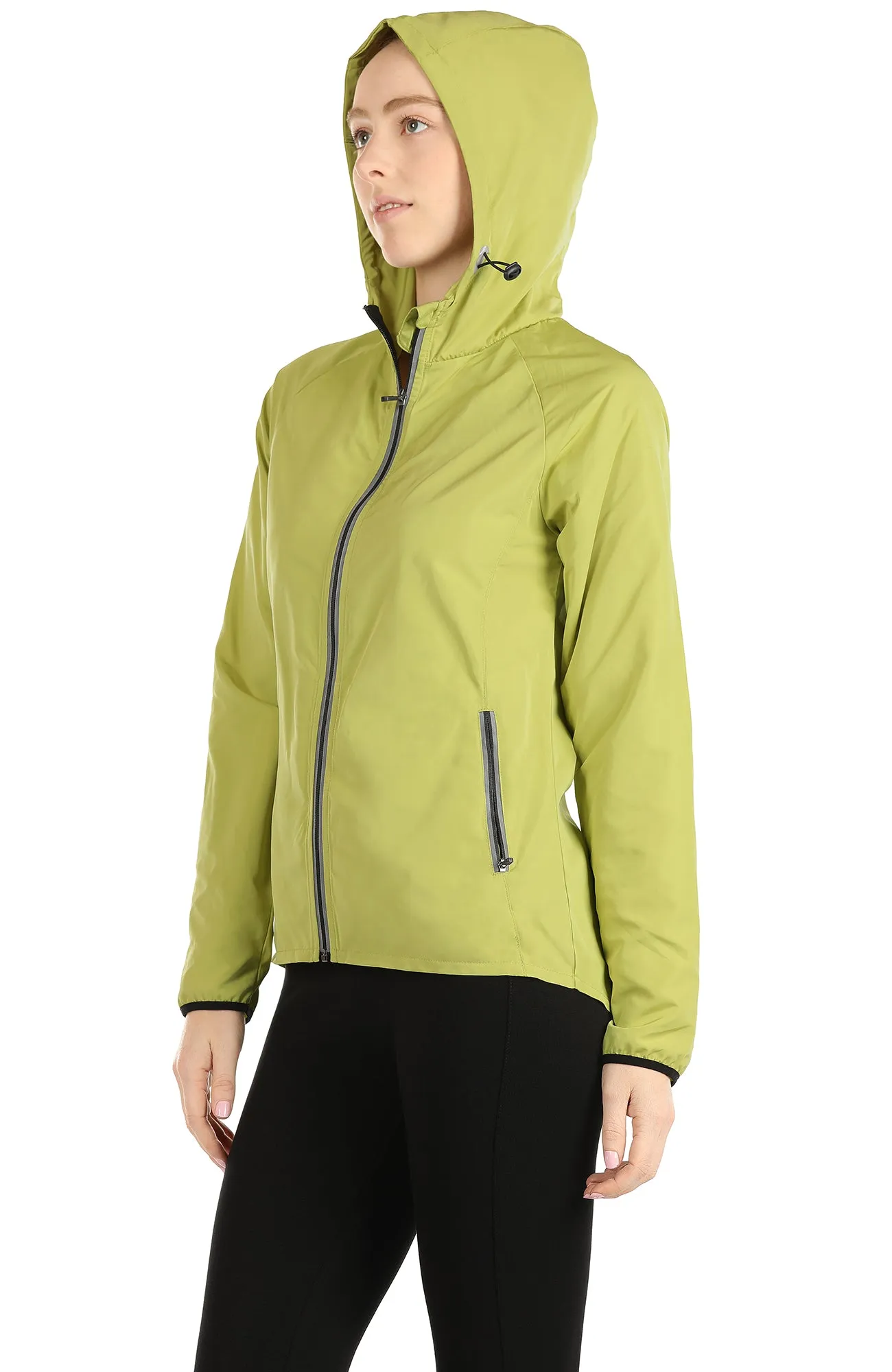 icyzone Lightweight Windbreaker Jackets for Women - Athletic Running Outdoor Packable Zip-up Hoodie