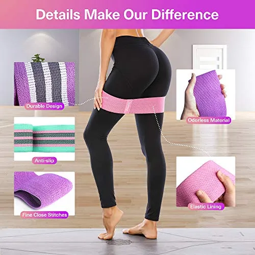 ihuan Resistance Bands for Legs and Butt, 3 Levels Exercise Band, Anti-Slip & Roll Elastic Workout Booty Bands for Women Squat Glute Hip Training