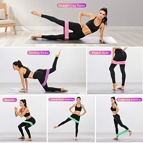 ihuan Resistance Bands for Legs and Butt, 3 Levels Exercise Band, Anti-Slip & Roll Elastic Workout Booty Bands for Women Squat Glute Hip Training