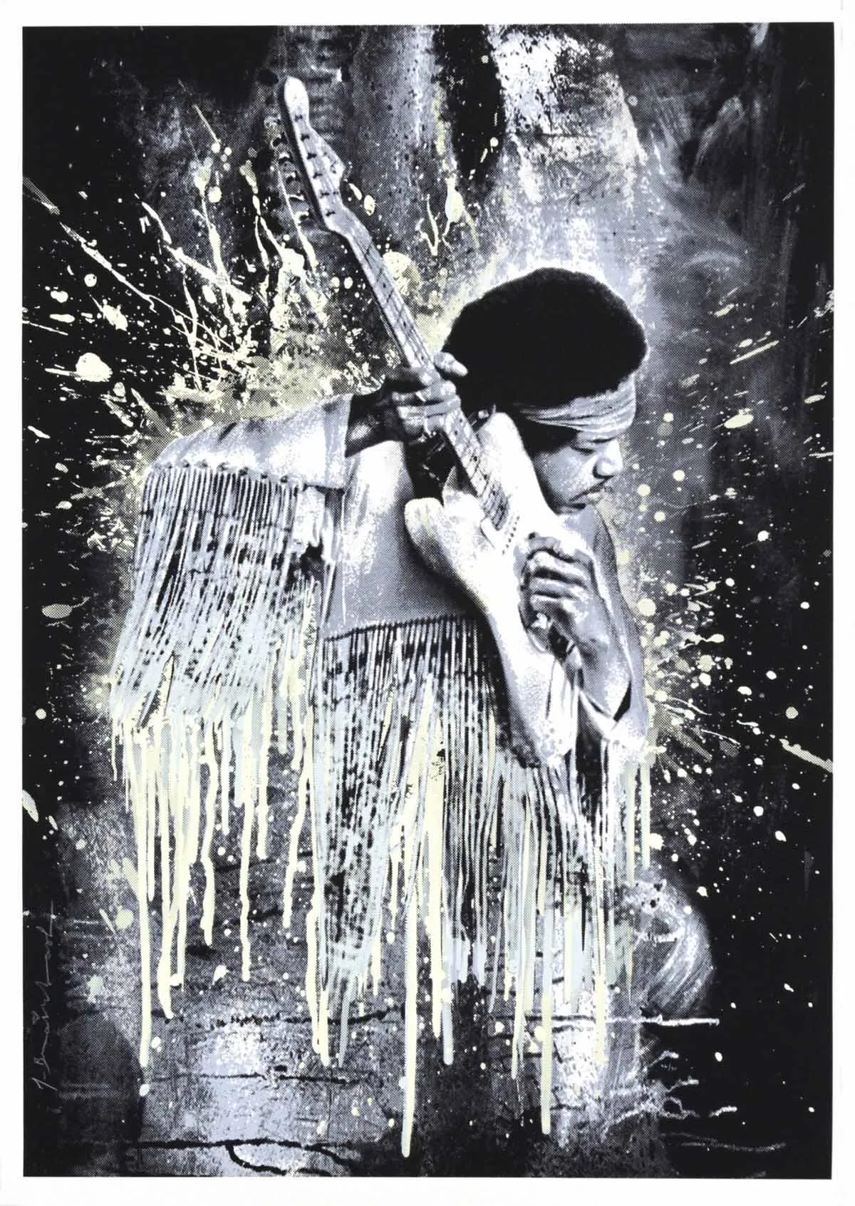 Jimi Cream Silkscreen Print by Mr Brainwash- Thierry Guetta