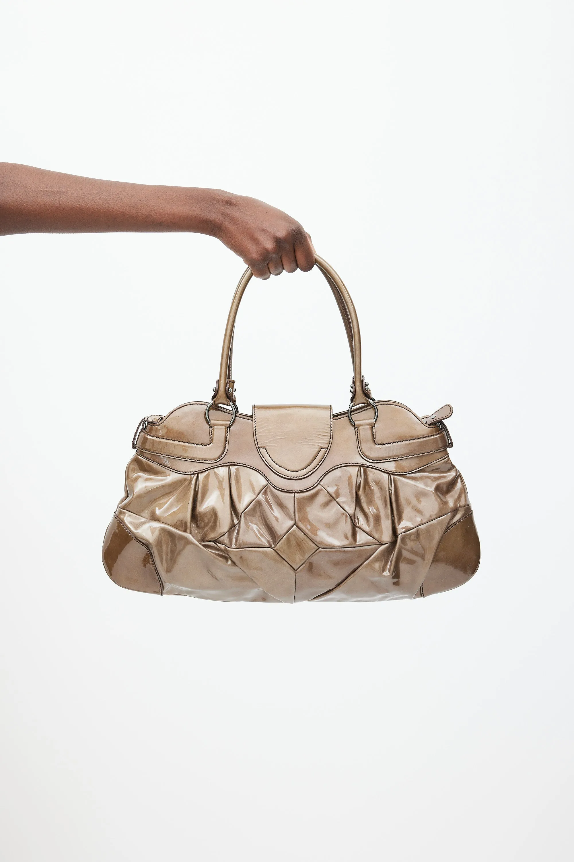 Khaki Brown Patent Leather Marisa Bag