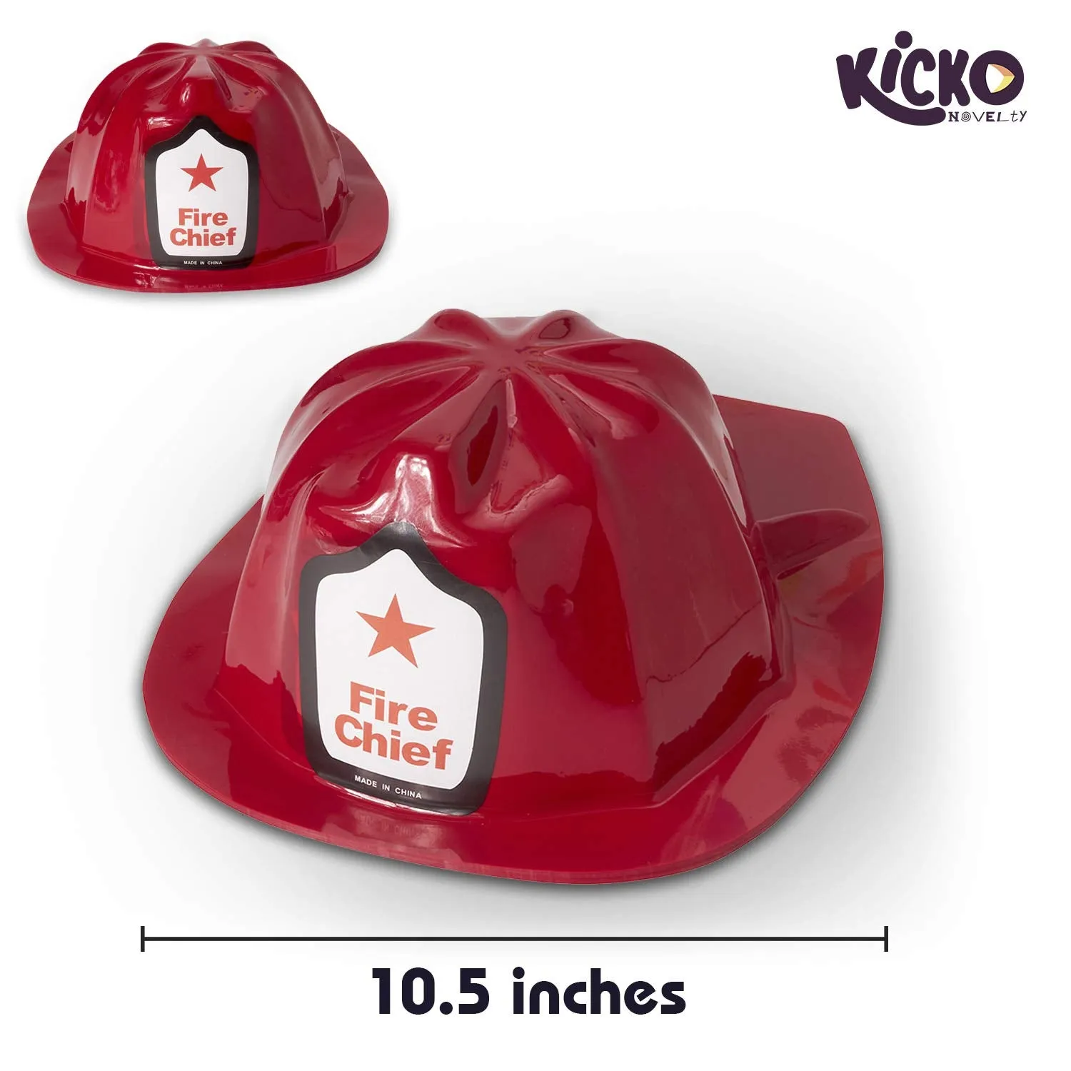 Kicko Red Fire Chief Firefighter Helmet - 12 Pack - Head Fireman Headgear - for Party