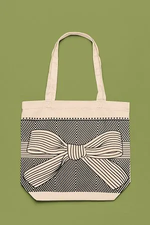 Knot White - 100% Cotton Canvas Eco-Friendly Tote Bag with Zip