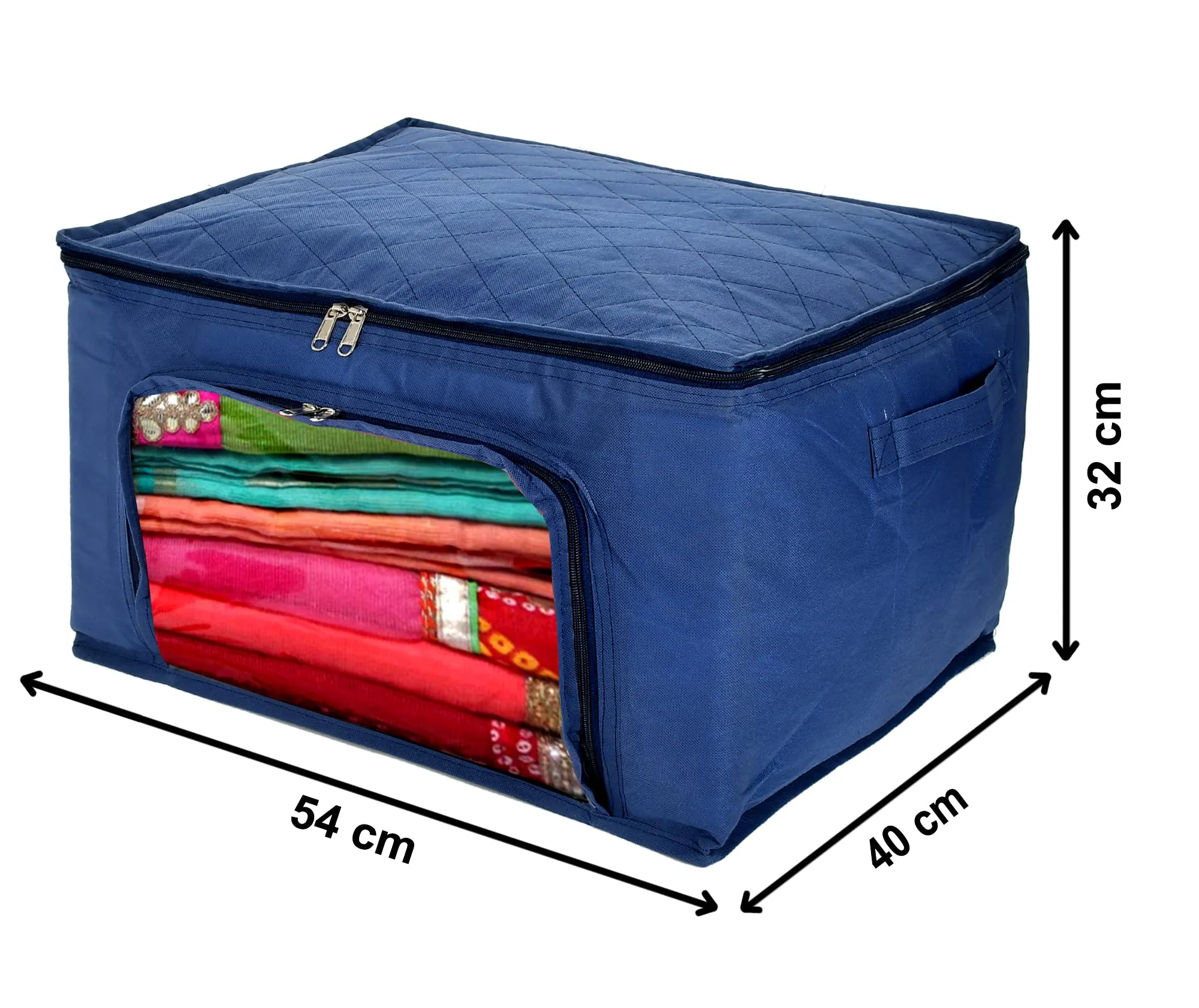 Kuber Industries Clothing Storage Bags, Under Bed Foldable Organizer, Store Blankets, Clothes With Zipper Tranasparent Window, 66 Litre- Pack of 2 (Navy Blue)-HS_38_KUBMART21295