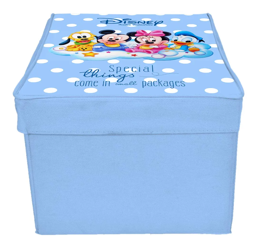 Kuber Industries Disney Kids Team Mickey Print Non Woven 2 Pieces Fabric Foldable Saree,Shirt Cover Storage Organizer Box with With Lid, Extra Large (Royal Blue)-KUBMART16322