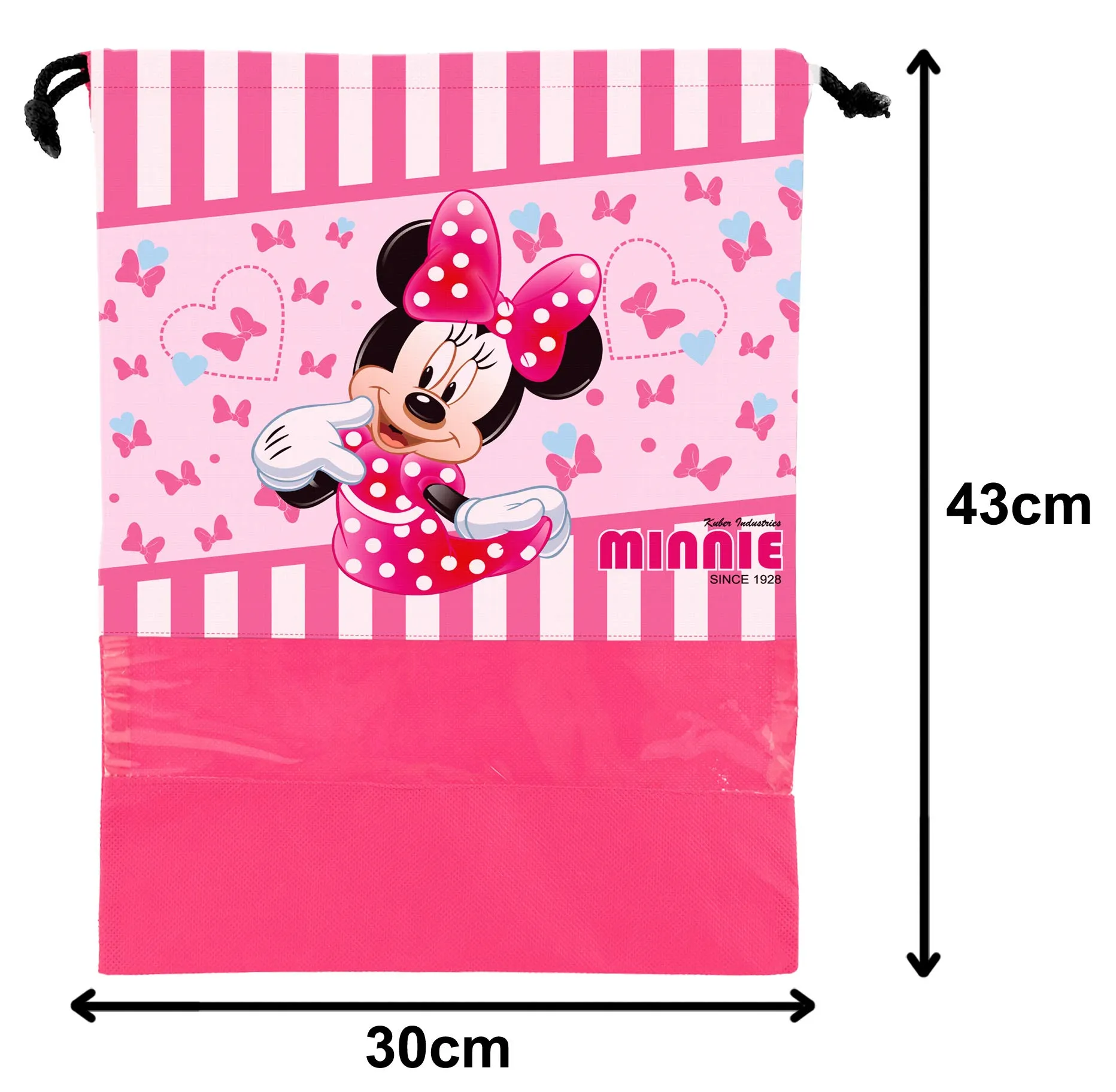 Kuber Industries Disney Print 12 Piece Non Woven Travel Shoe Cover, String Bag Organizer (Black & Pink) -HS_35_KUBMARTS18053