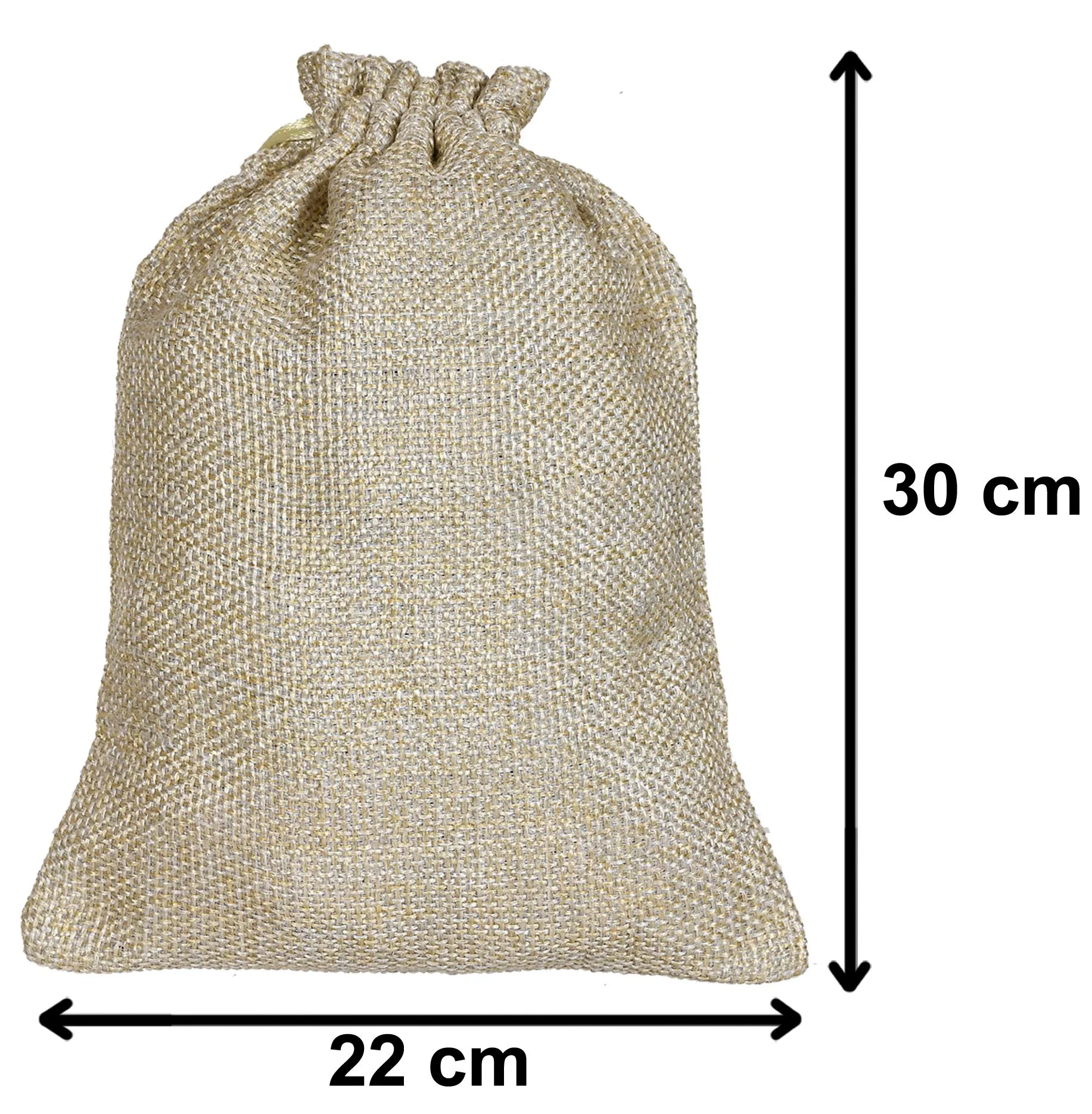 Kuber Industries Jute Large Size Gift Bags with Drawstring for Gifts Jewelry and Storage-Pack of 3 (Gold)