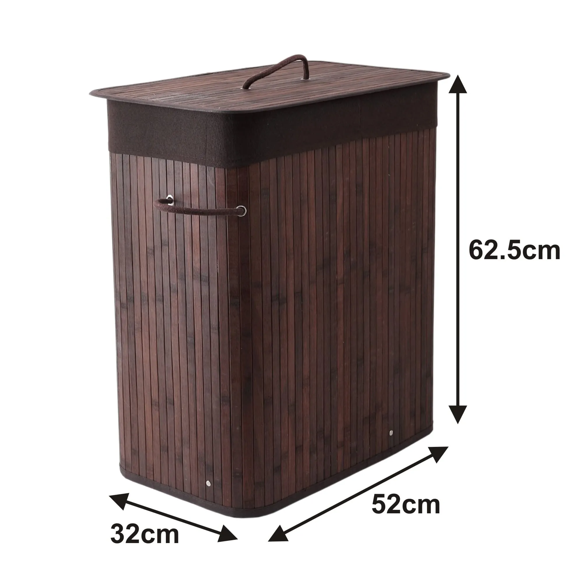 Kuber Industries Laundry Basket | Bamboo Laundry Basket With Lid | Cloth Hamper Basket for Bathroom | Laundry Basket for Toys | Storage Basket | Pack of 6 | Dark Brown