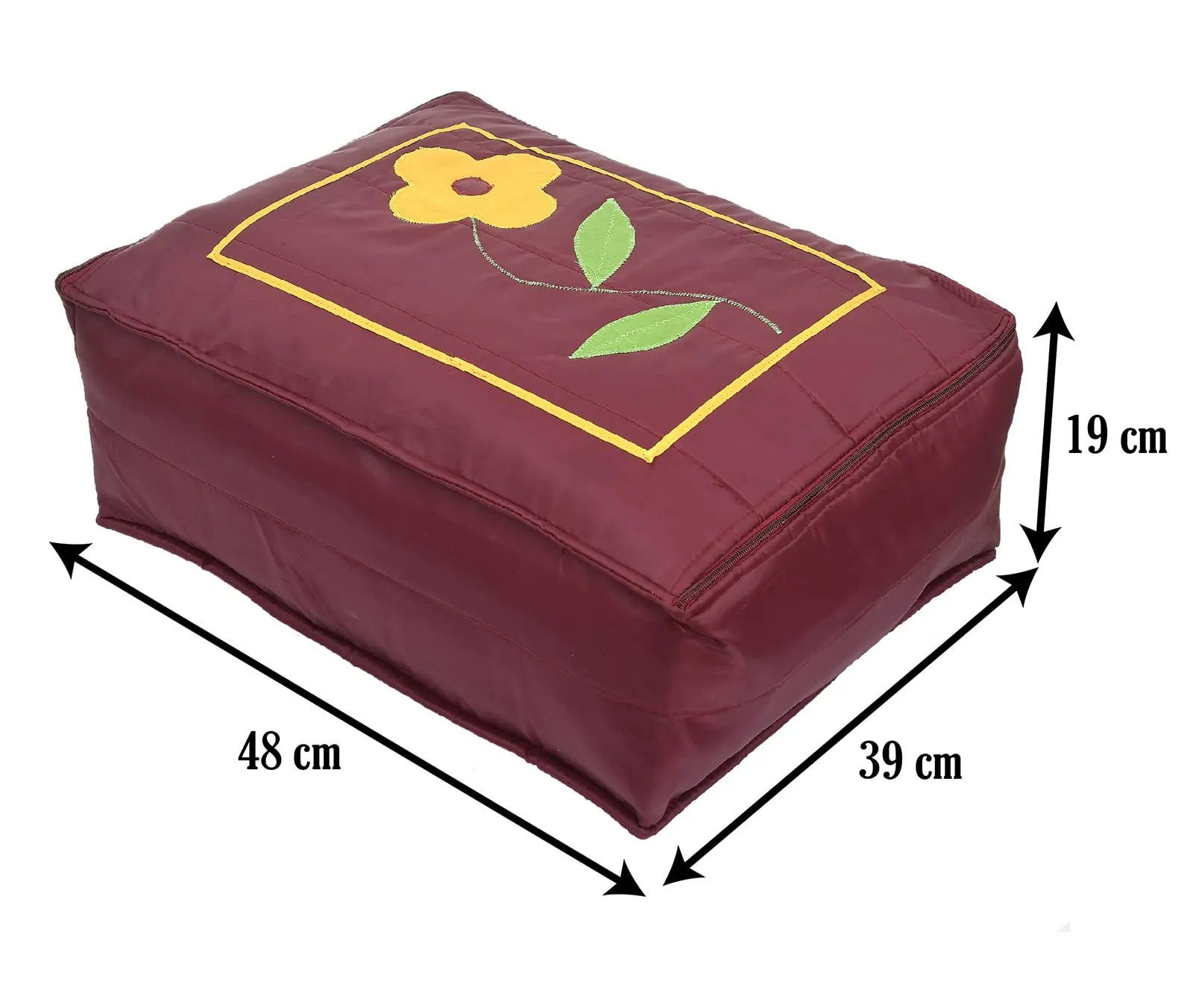 Kuber Industries Multiuses Flower Print Foldable Polyster Saree Covers/Clothes Storage Bag/Wardrobe Organizer (Maroon)